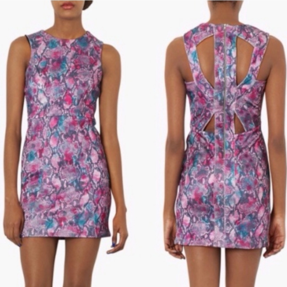 Pink and green snakeskin Topshop bodycon dress